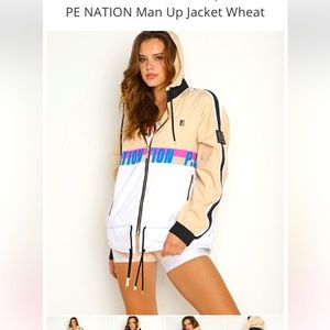 PE NATION Tan Windbreaker ‘MAN UP’ Jacket - XS